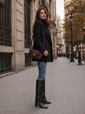 Scoop Black Knee-High Block Heel Boots | Dual Side Zippers | Women’s 8 | NWT